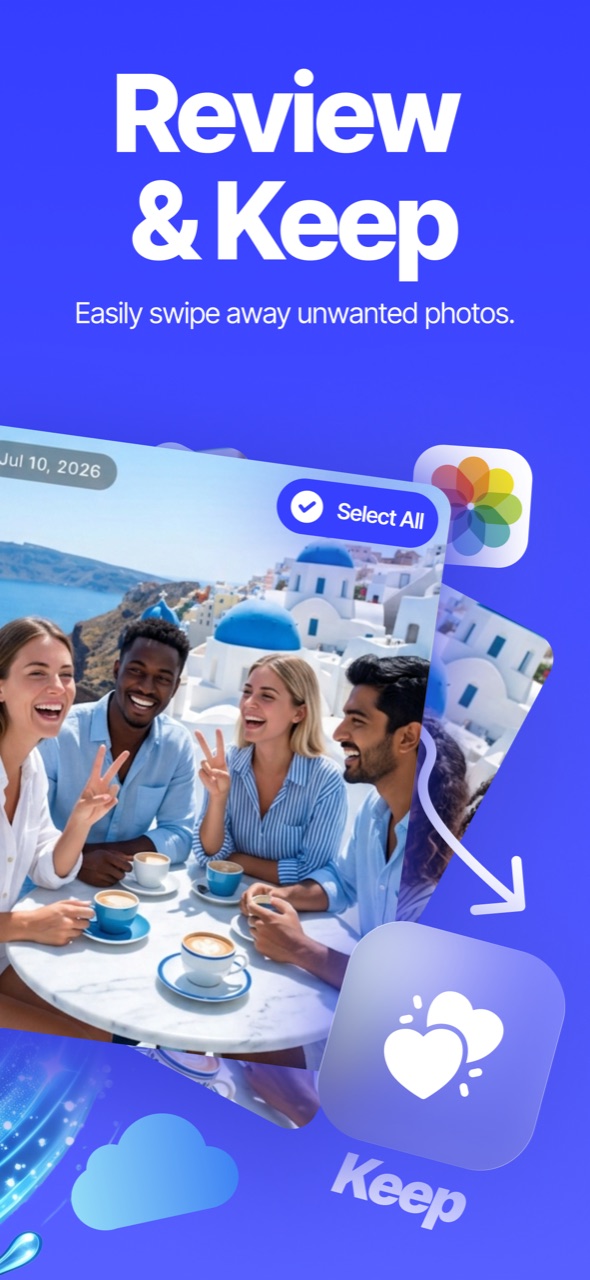 Swipe review — easily swipe away unwanted photos, keep the ones you love